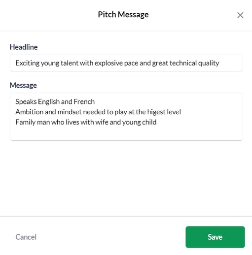 Custom Pitch message